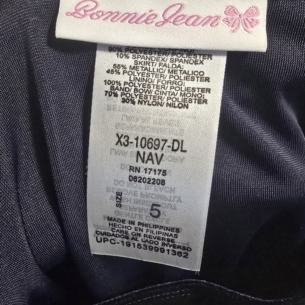 5T Toddler Girls' Bonnie Jean Blue/Gold Holiday Dress - Picture 6 of 9